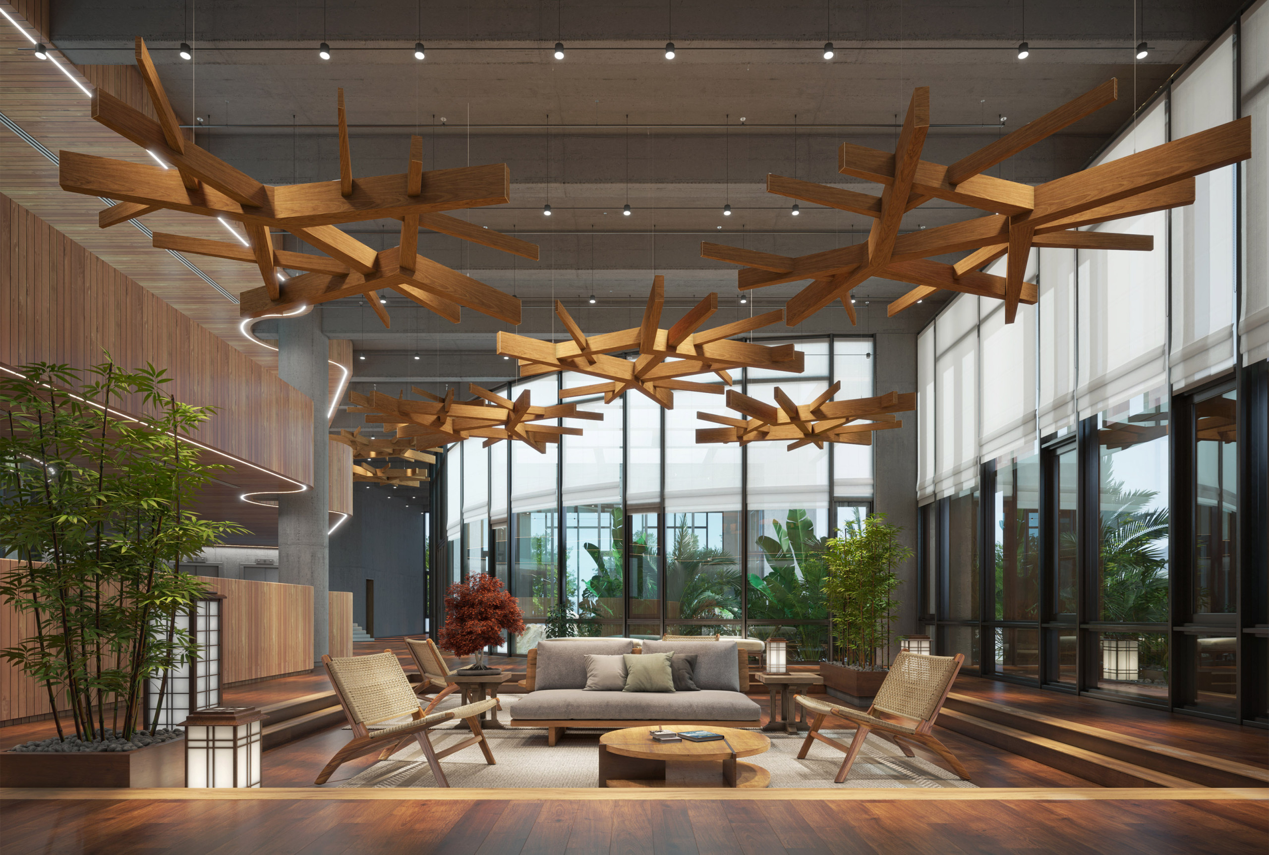 Espacio de coworking moderno y sostenible